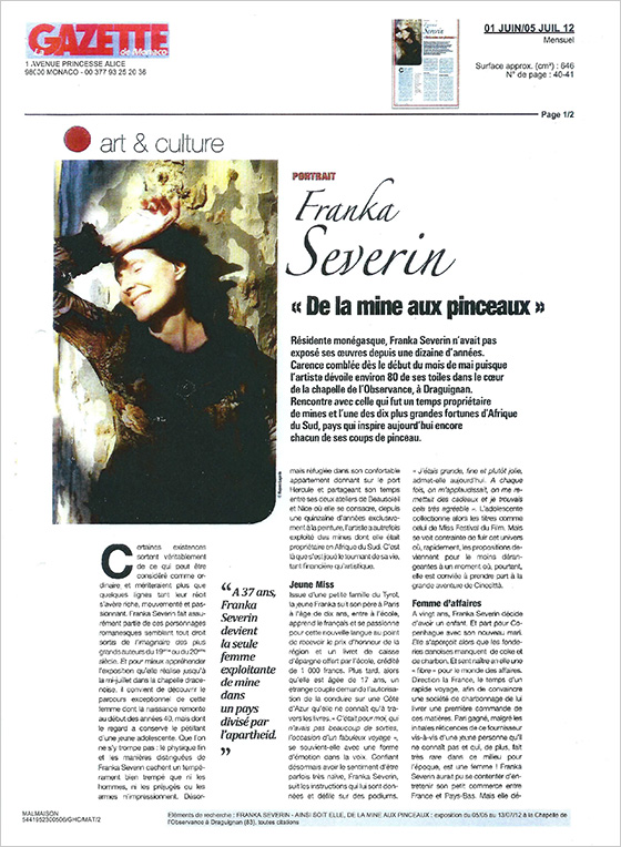 Un article dans la Gazette de Monaco